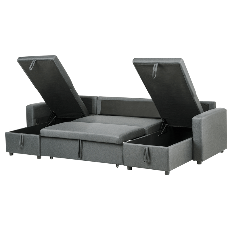 Sommen U-formet Sovesofa 123x259 cm med Oppbevaring i Stoff - Grå - Møbler - Sofaer - Sovesofaer