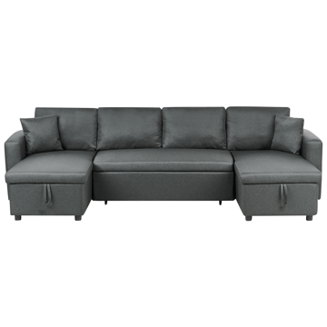 Sommen U-formet Sovesofa 123x259 cm med Oppbevaring i Stoff - Grå - Møbler - Sofaer - Sovesofaer