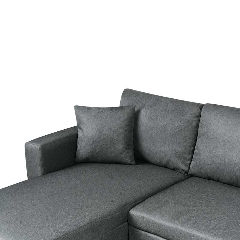 Sommen U-formet Sovesofa 123x259 cm med Oppbevaring i Stoff - Grå - Møbler - Sofaer - Sovesofaer