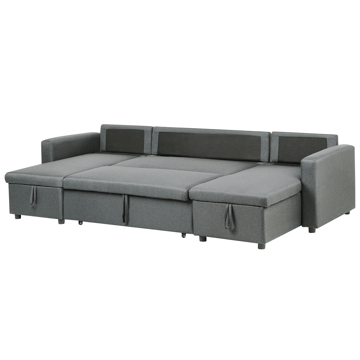 Sommen U-formet Sovesofa 123x259 cm med Oppbevaring i Stoff - Grå - Møbler - Sofaer - Sovesofaer