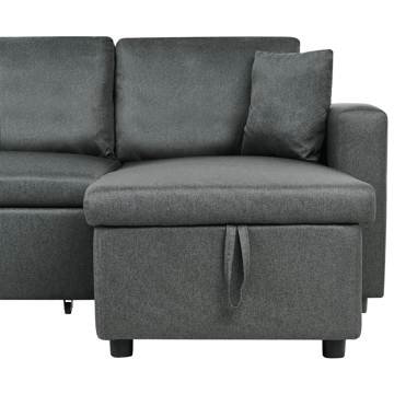 Sommen U-formet Sovesofa 123x259 cm med Oppbevaring i Stoff - Grå - Møbler - Sofaer - Sovesofaer