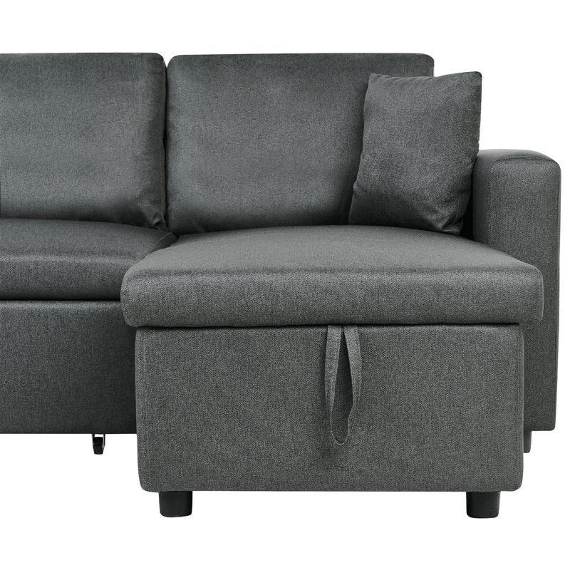 Sommen U-formet Sovesofa 123x259 cm med Oppbevaring i Stoff - Grå - Møbler - Sofaer - Sovesofaer