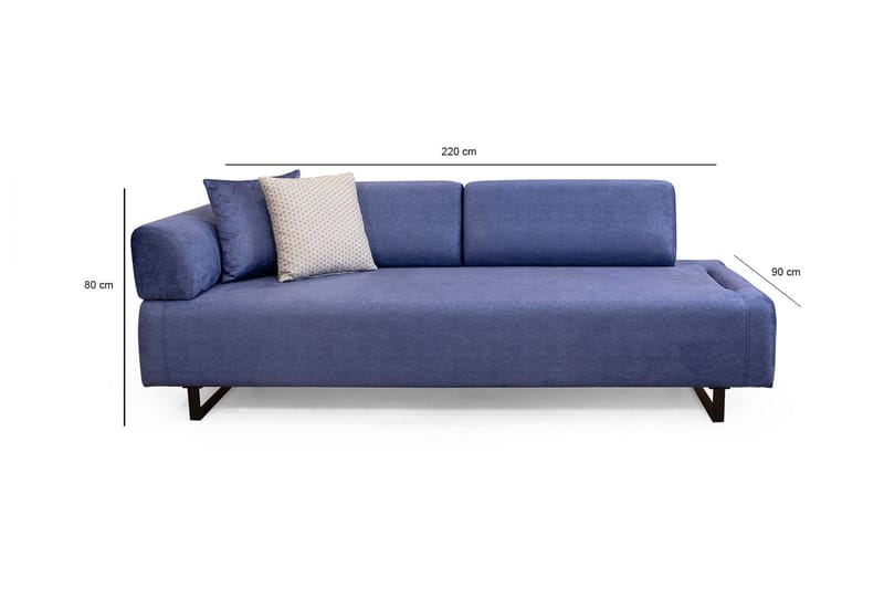 Southburn 3-seter Sovesofa 90x220 cm i Stoff med Ensidig Armlene - Blå - Møbler - Sofaer - Sovesofaer