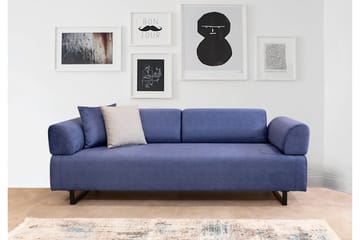 Southburn 3-seter Sovesofa 90x220 cm i Stoff med Ensidig Armlene - Blå - Møbler - Sofaer - Sovesofaer