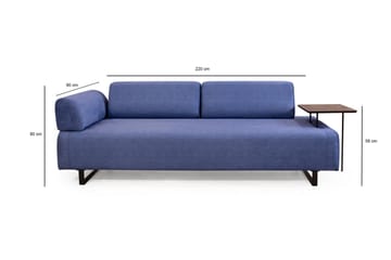 Southburn 3-seter Sovesofa 90x220 cm i Stoff med Ensidig Armlene - Blå - Møbler - Sofaer - Sovesofaer