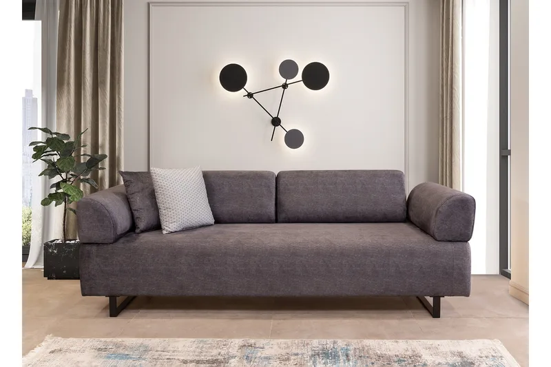Southburn 3-seter Sovesofa 90x220 cm i Stoff med Løse Ryggputer - Svart - Møbler - Sofaer - Sovesofaer