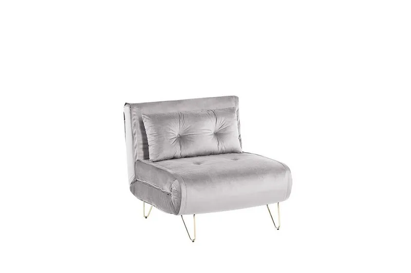 Sovesofa 1-seters Fløyel grå VESTFOLD - Grå - Møbler - Sofaer - Sovesofaer