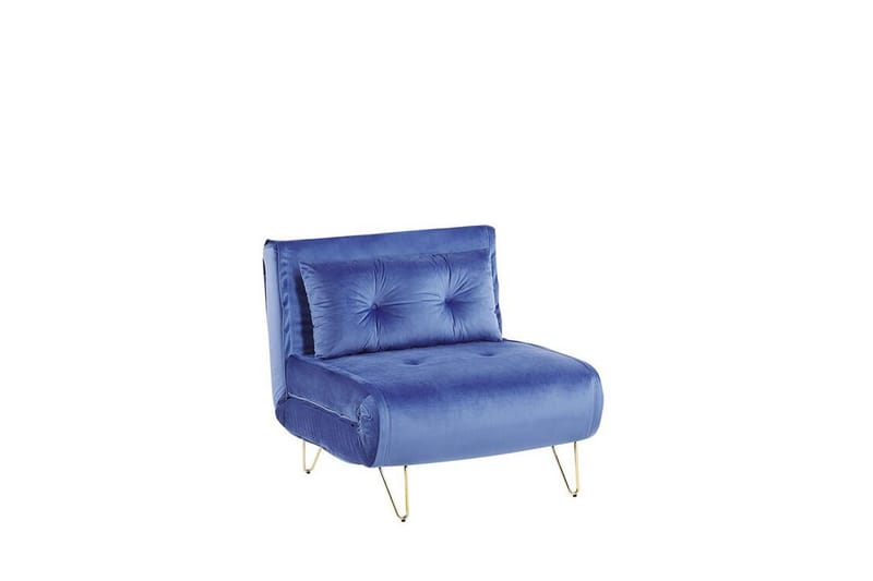 Sovesofa 1-seters fløyel marineblå VESTFOLD - Blå - Møbler - Sofaer - Sovesofaer