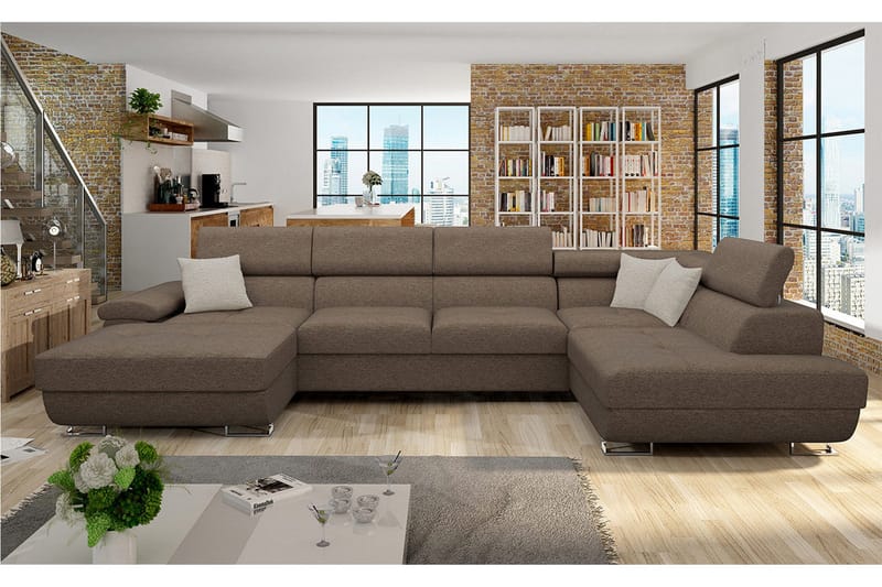 Sovesofa 4-seters U-formet 345x202 cm Høyre - Møbler - Sofaer - Sovesofaer