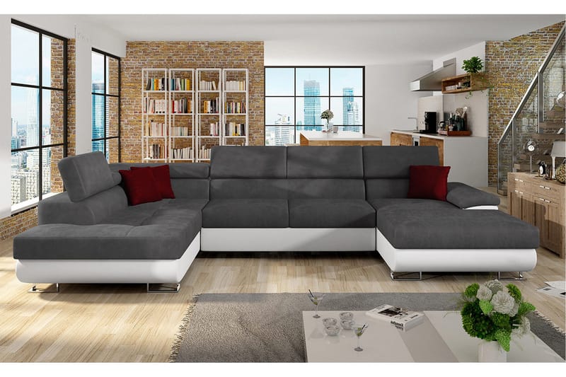 Sovesofa 4-seters U-formet 345x202 cm Venstre - Møbler - Sofaer - Sovesofaer