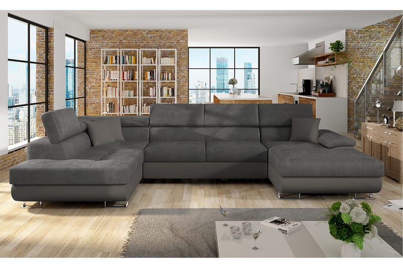 Sovesofa 4-seters U-formet 345x202 cm Venstre - Møbler - Sofaer - Sovesofaer