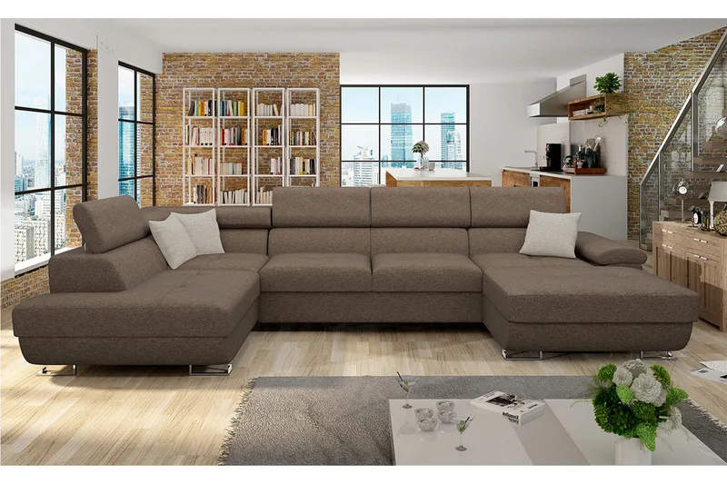 Sovesofa 4-seters U-formet 345x202 cm Venstre - Møbler - Sofaer - Sovesofaer