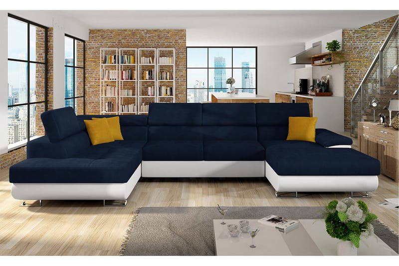 Sovesofa 4-seters U-formet 345x202 cm Venstre - Møbler - Sofaer - Sovesofaer