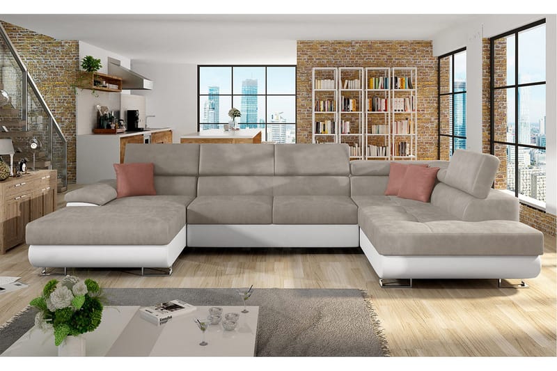 Sovesofa 4-seters U-formet 345x202 cm - Møbler - Sofaer - Sovesofaer