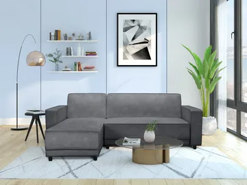 Sovesofa Allie Antrasitt, Fløyel, 82x229x154 cm - Antrasitt, Fløyel, 82x229x154 cm - Møbler - Sofaer - Sovesofaer