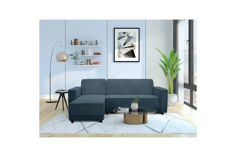 Sovesofa Allie Blå, Cordoroy, 82x229x154 cm, Blå, Cordoroy, 82x229x154 cm