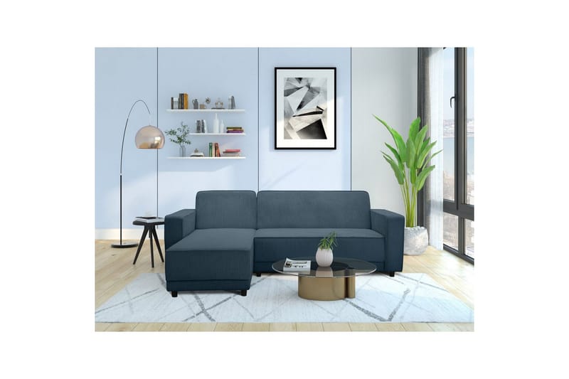 Sovesofa Allie Blå, Cordoroy, 82x229x154 cm - Blå, Cordoroy, 82x229x154 cm - Møbler - Sofaer - Sovesofaer