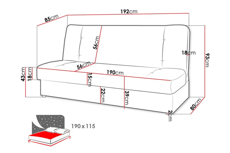 3-seters Sovesofa - Grå - Sovesofaer - Sovesofa divan