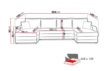 Alvared 4-seters Sovesofa med Dobbeldivan med Oppbevaring - Svart/Rød - Møbler - Sofaer - Sovesofaer - Sovesofa divan