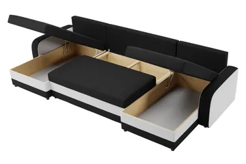 Alvared 4-seters Sovesofa med Dobbeldivan med Oppbevaring - Svart/Rød - Møbler - Sofaer - Sovesofaer - Sovesofa divan