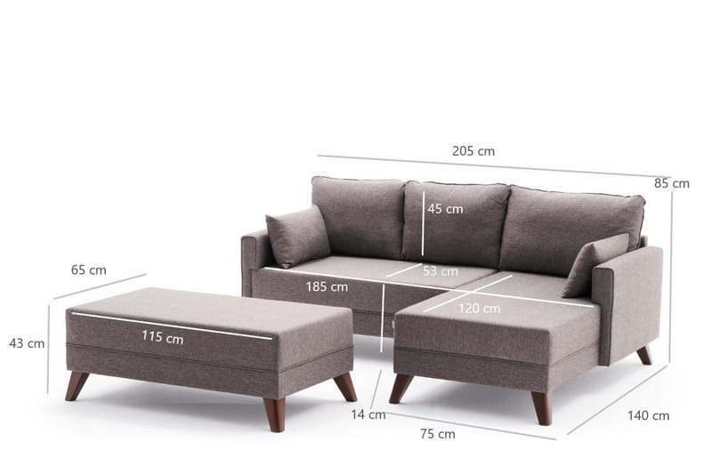 Antigua Mini Sovesofa med Divan Høyre - Brun - Møbler - Sofaer - Sovesofaer - Sovesofa divan