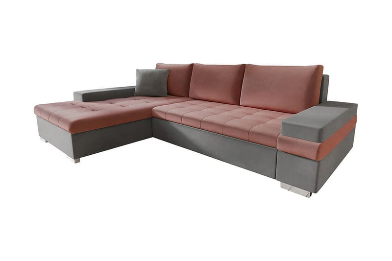 Bangkok Hjørnesofa Mini - Rosa / Grå - Sovesofaer - Sovesofa divan - Fløyel sofaer