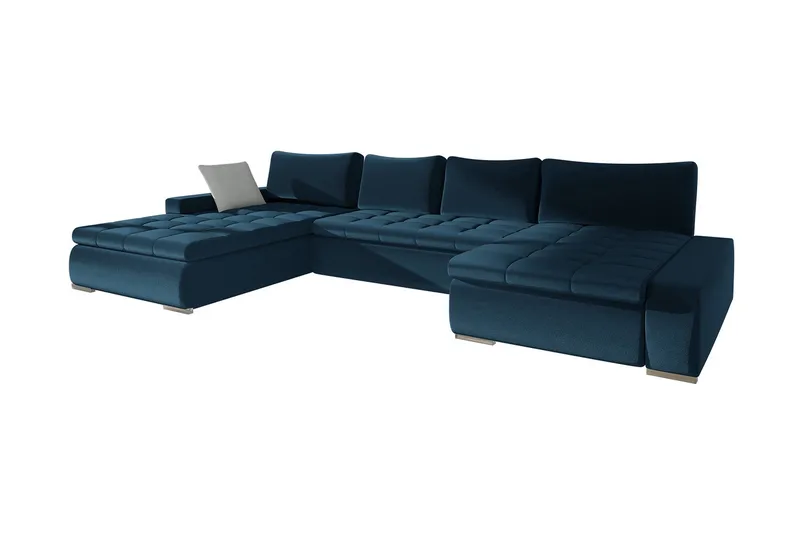 Cillo Stor Dyp Sovesofa Dobbeldivan 4-seters 340x140 cm U-formet, Blå