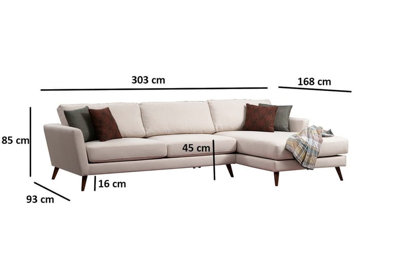 Gajanejos Divansovesofa - Beige - Møbler - Sofaer - Sofa med sjeselong