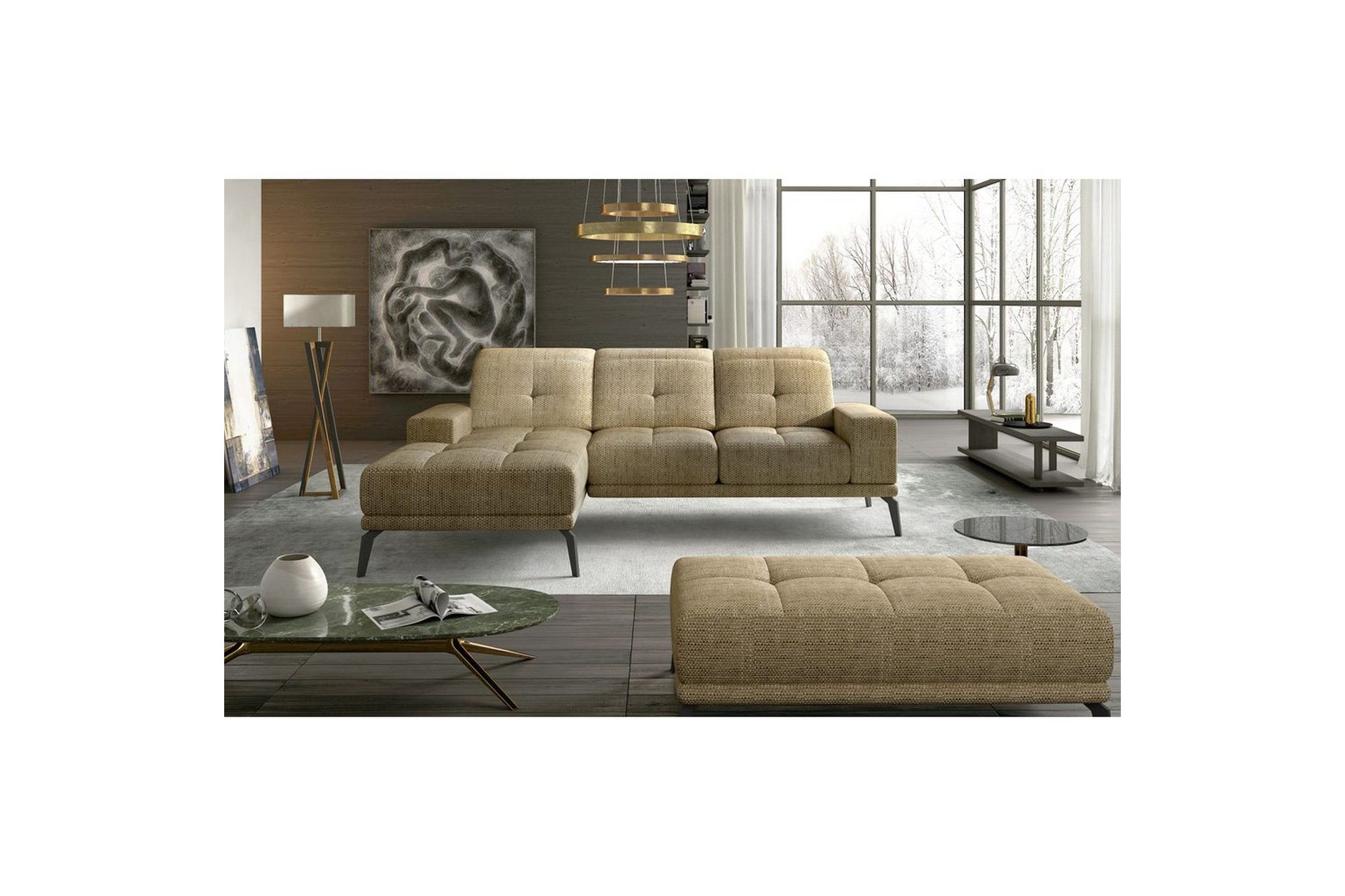 Hjørnesofa Eltap Torrense 265x175x98 cm - Berlin 03, Beige, Venstre