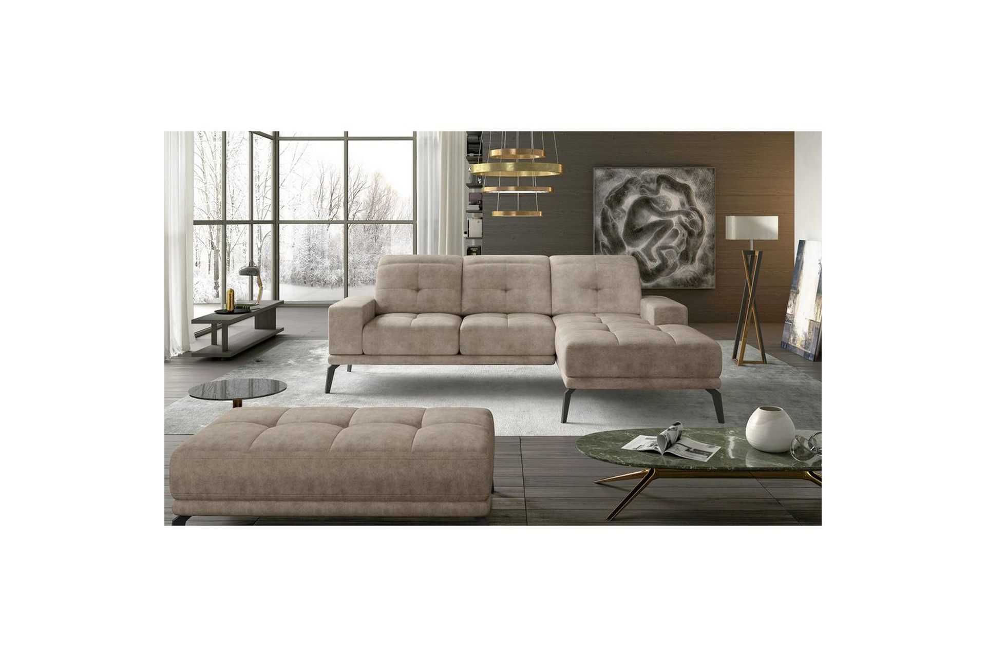 Hjørnesofa Eltap Torrense 265x175x98 cm - Dora 21, Beige, Høyre