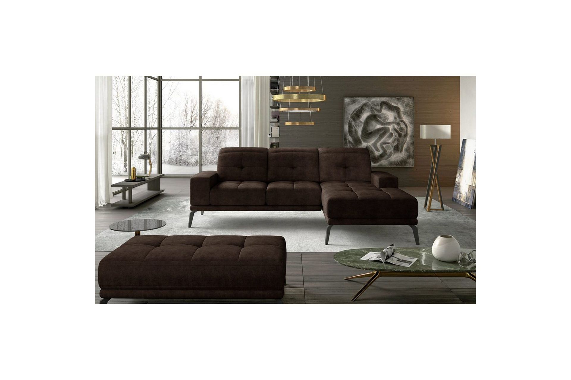 Hjørnesofa Eltap Torrense 265x175x98 cm - Dora 28, Brun, Høyre