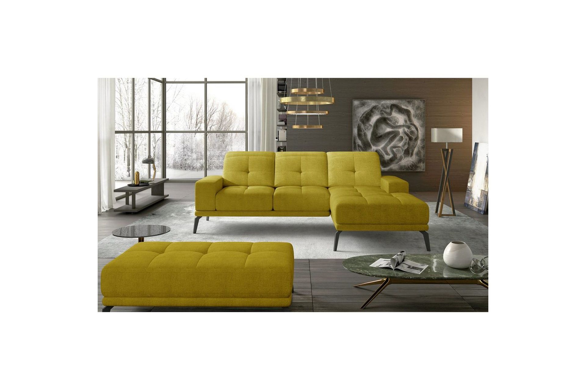 Hjørnesofa Eltap Torrense 265x175x98 cm - Omega 68, Gul, Høyre