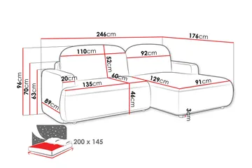Lifeina Sovesofa Med 2-Seters Divan - Grå - Møbler - Sofaer - Sovesofaer - Sovesofa divan