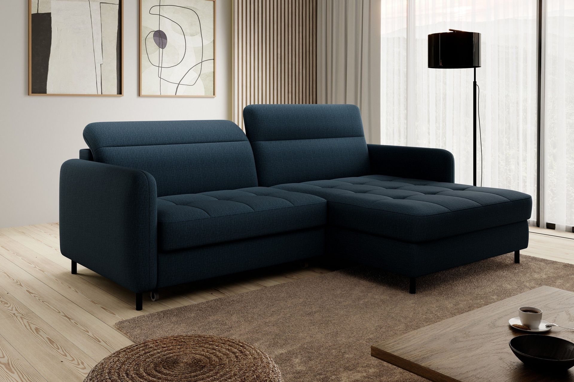 Manoti 3-seters Sovesofa m. Divan med Oppbevaring - Blå