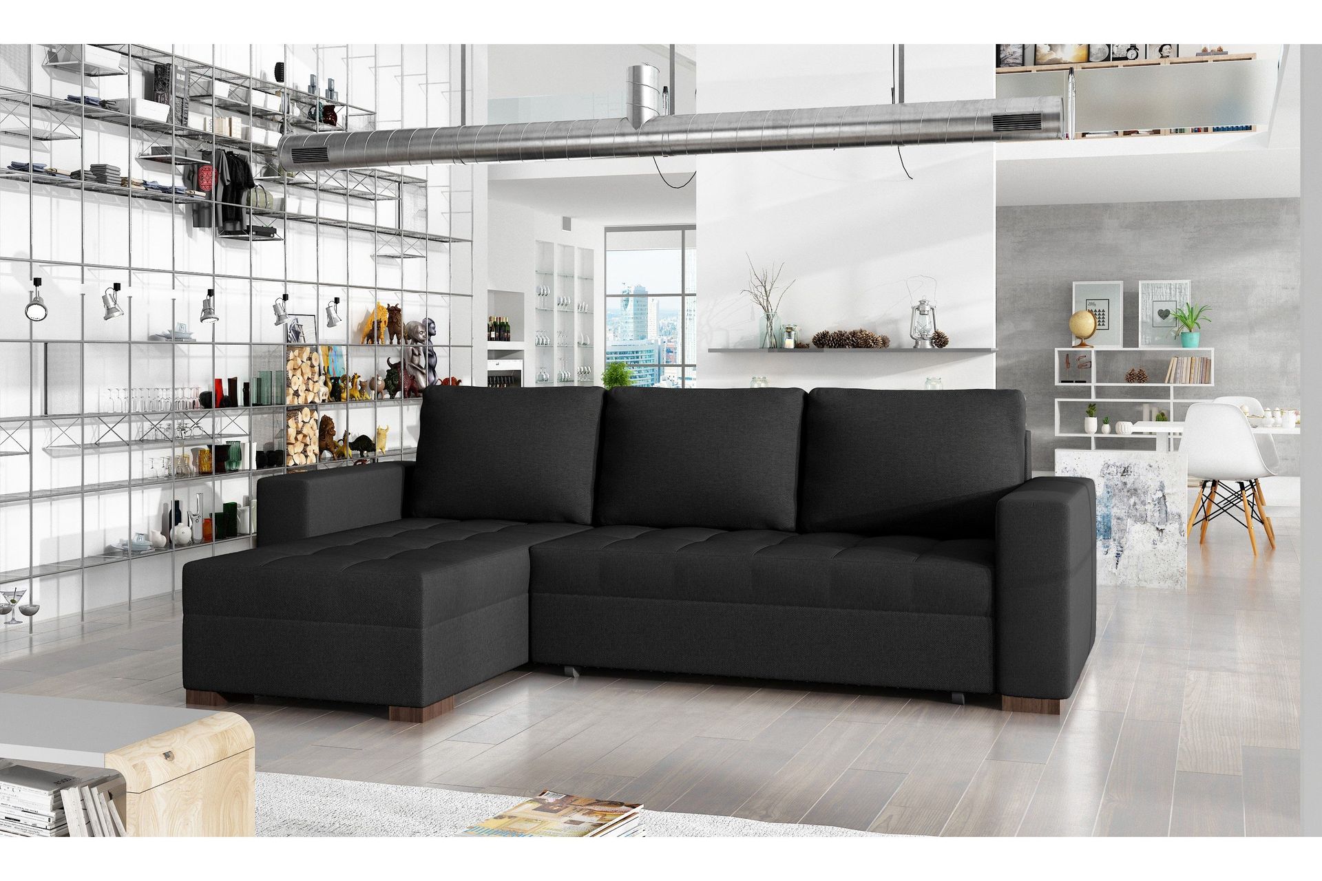 Potes Sovesofa med Divan - Svart