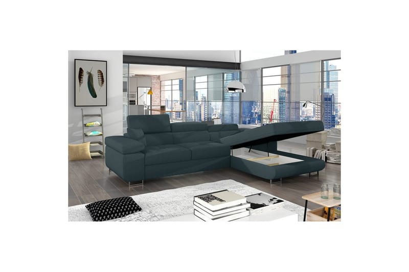 Seksjon Eltap Armando 289x85x203 cm - Jarell 38, Blå, Høyre - Møbler - Sofaer - Sovesofaer - Sovesofa divan