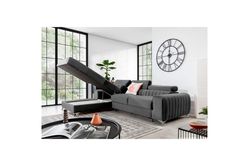 Seksjonssofa Eltap Grayson 278x205x92 cm - Nube 4, Lys Grå, Venstre - Møbler - Sofaer - Sovesofaer - Sovesofa divan
