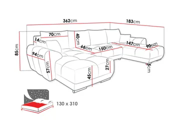 Simerly Sovesofa Dobbeldivan 4-seter - Beige - Møbler - Sofaer - Sovesofaer - Sovesofa divan