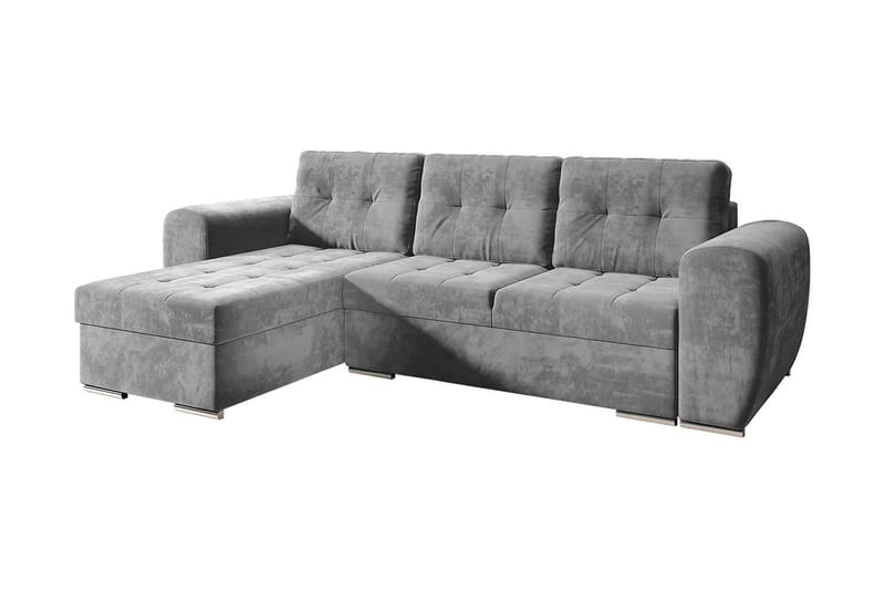 Sovesofa med divan - Lysegrå - Sovesofaer - Sovesofa divan - Fløyel sofaer