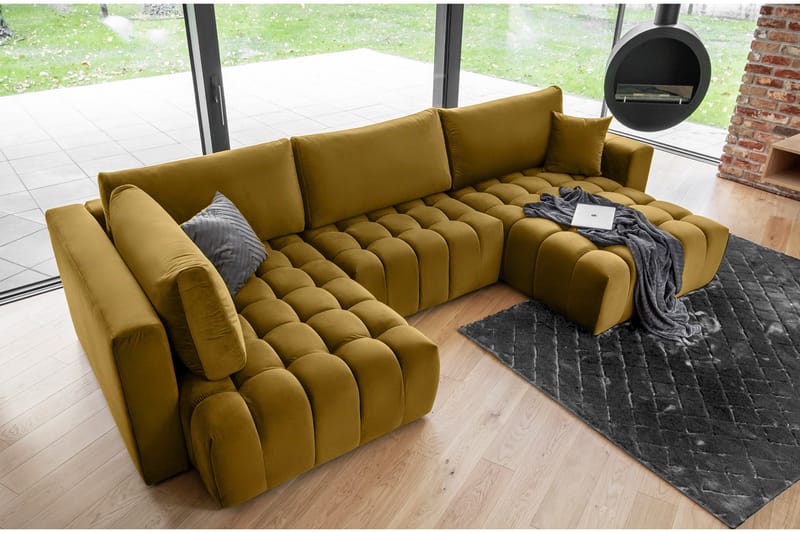 Yorktown U-sovesofa Divan Høyre, Svart