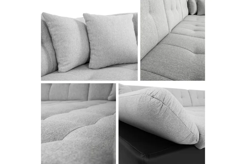 Zumar Sovesofa med Sjeselong og Dobbel Sjeselong 4-seter i Chenille - Beige - Møbler - Sofaer - Sovesofaer - Sovesofa divan