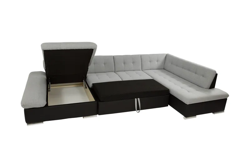 Zumar Sovesofa med Sjeselong og Dobbel Sjeselong 4-seter i Chenille - Grønn - Møbler - Sofaer - Sovesofaer - Sovesofa divan