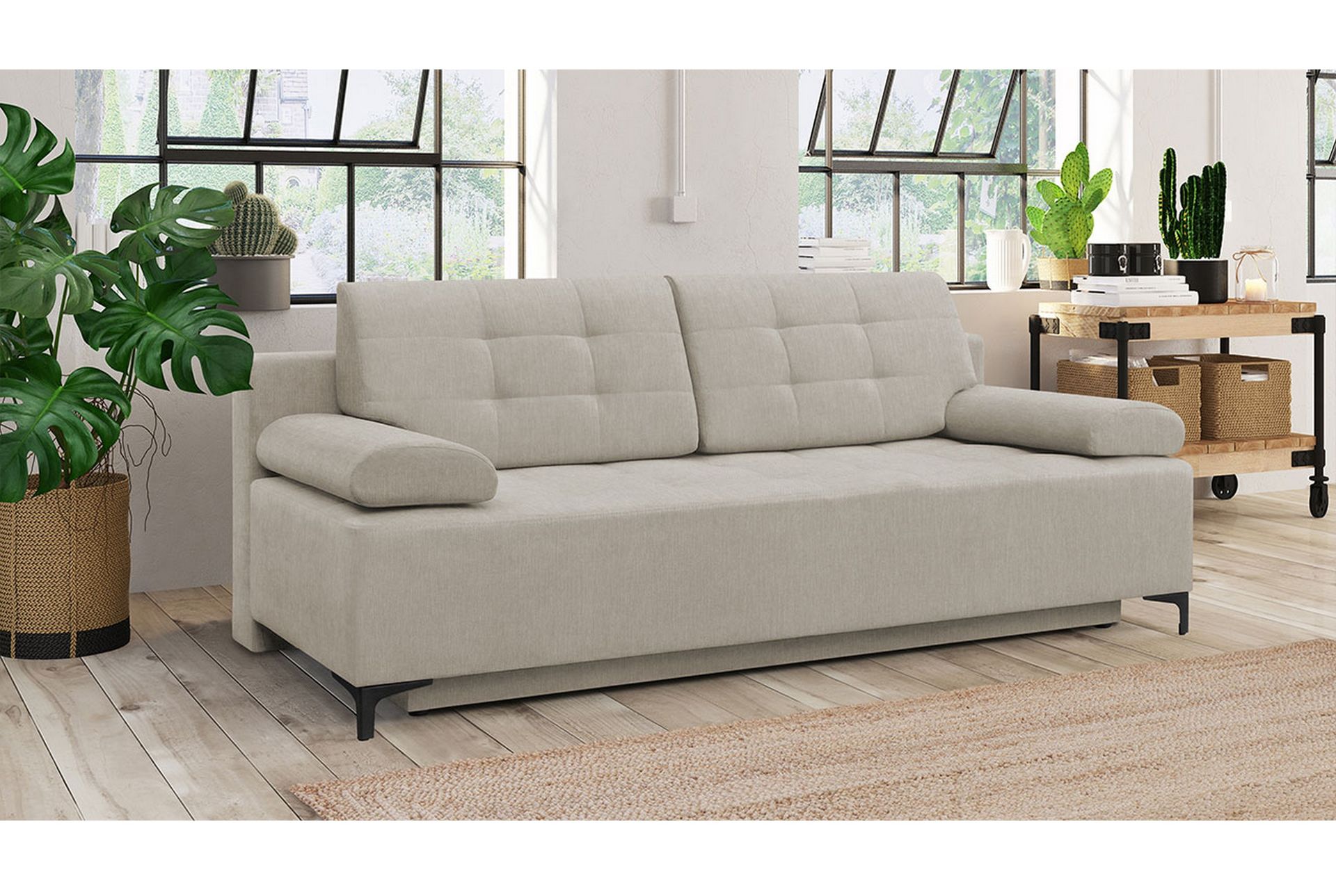 Sovesofa FABIO LED-belysning - Beige - Møbler - Sofaer - Sovesofaer