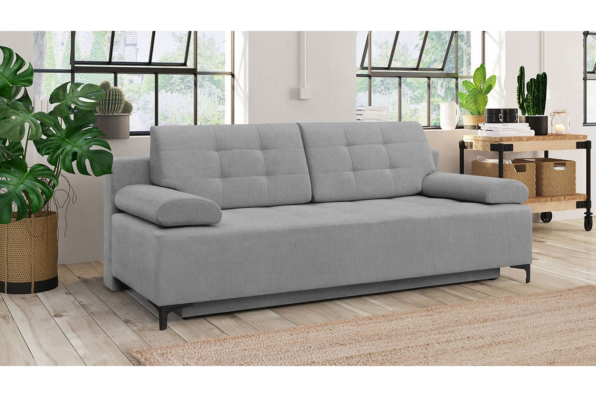 Sovesofa FABIO LED-belysning - Grå - Møbler - Sofaer - Sovesofaer