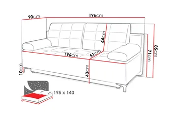 Sovesofa FABIO LED-belysning - Svart - Møbler - Sofaer - Sovesofaer
