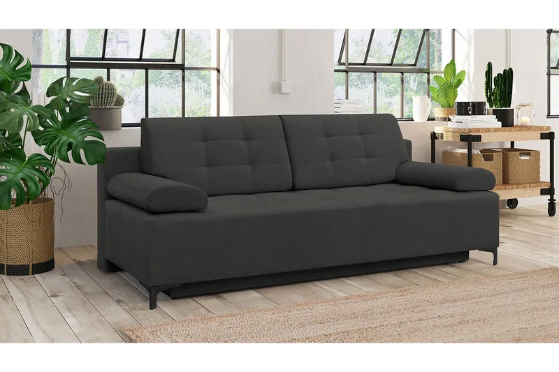 Sovesofa FABIO LED-belysning - Svart - Møbler - Sofaer - Sovesofaer