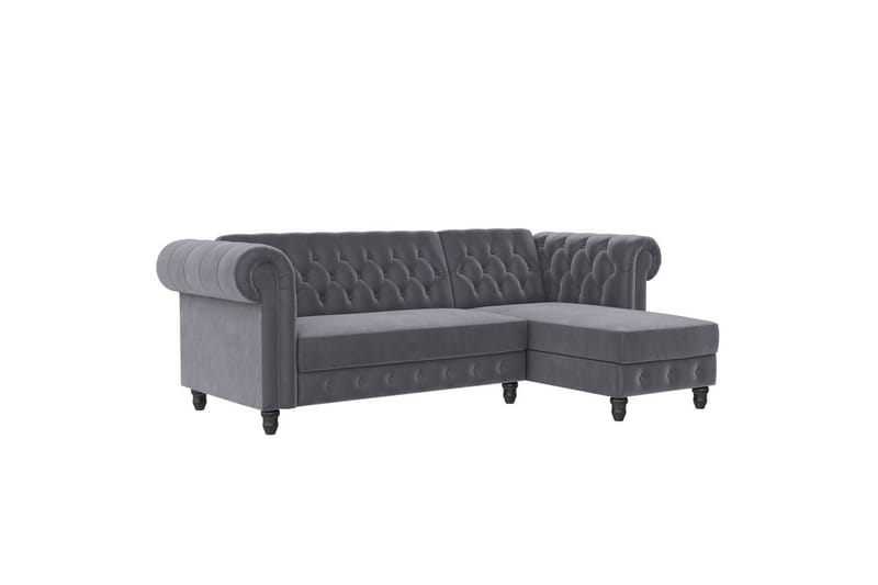 Sovesofa Felix 241x154x83 cm, Antrasitt, Fløyel - 241x154x83 cm, Antrasitt, Fløyel - Møbler - Sofaer - Sovesofaer