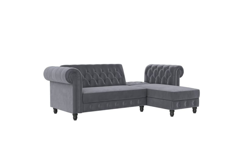 Sovesofa Felix 241x154x83 cm, Antrasitt, Fløyel - 241x154x83 cm, Antrasitt, Fløyel - Møbler - Sofaer - Sovesofaer