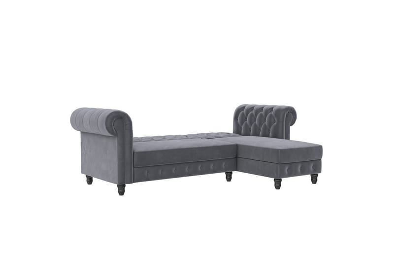 Sovesofa Felix 241x154x83 cm, Antrasitt, Fløyel - 241x154x83 cm, Antrasitt, Fløyel - Møbler - Sofaer - Sovesofaer
