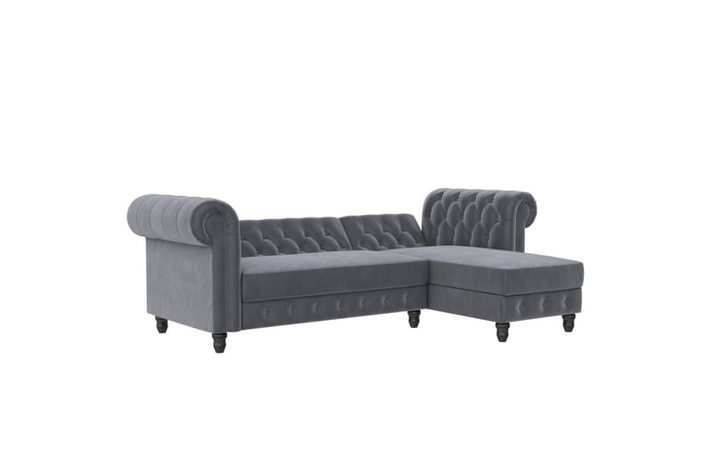 Sovesofa Felix 241x154x83 cm, Antrasitt, Fløyel - 241x154x83 cm, Antrasitt, Fløyel - Møbler - Sofaer - Sovesofaer